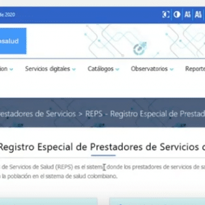 SISPRO entry portal to find data on installed hospital capacity in Colombia.